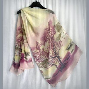 Women's scarf / wrap, multicolored chiffon polyester, 62X20 inches, long